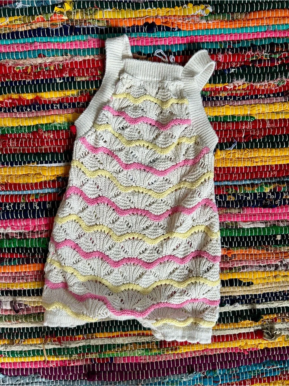 Old Navy Colorful Crochet Knit Bubble Romper 6-12 MOS